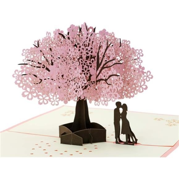 Handmade Cherry Blossom Card Pop Up 3D Flower Card Romantic Love Letter Greeting - Picture 1 of 7